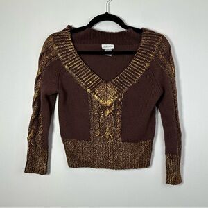Charlotte Russe Vintage Y2K Metallic V-Neck Sweater Size S